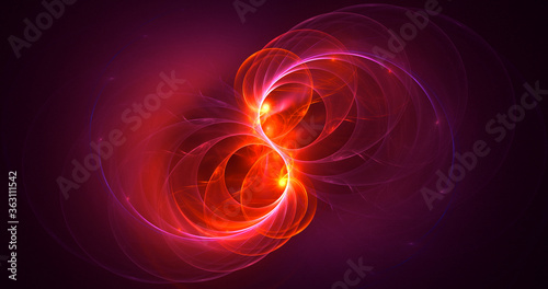 3D rendering abstract multicolored fractal light background with bright center