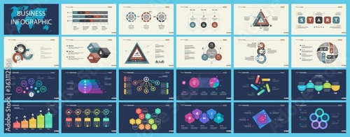 Set of sales or production concept infographic charts. Business design elements for presentation slide templates. For workflow report, advertising, banner, and brochure design.