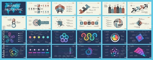 Set of planning or startup concept infographic charts. Business diagrams for presentation slide templates. For corporate report, advertising, banner and brochure design