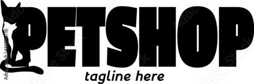 black petshop logo with black tuxedo cat silhouette