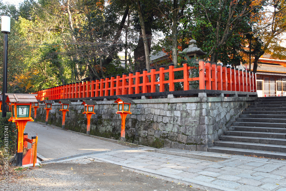 The Yasaka Shrine in Gion, Kyoto, Kansai, Japan. The Yasaka Shrine in Gion, Kyoto, Kansai, Japan.