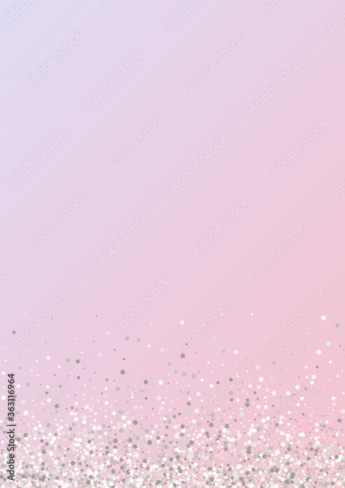 Silver Shine Falling Pink Background. Christmas 