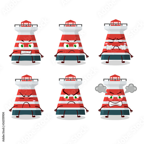 Mercusuar cartoon character with various angry expressions