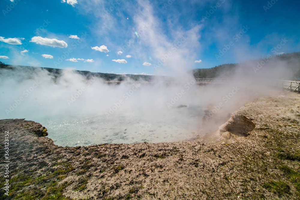 A hot spring pool in Yellowstone National Park, Wyoming.