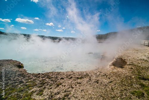 A hot spring pool in Yellowstone National Park, Wyoming.