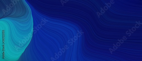 background graphic illustration with modern soft curvy waves background illustration with midnight blue, light sea green and teal blue color