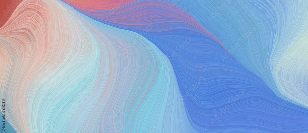 background graphic illustration with smooth swirl waves background design with sky blue, pastel gray and royal blue color
