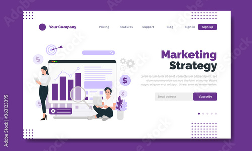 Marketing strategy landing page concept design