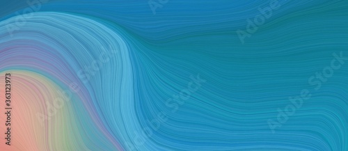 background graphic design with modern soft curvy waves background design with steel blue, tan and cadet blue color © Eigens