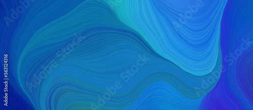 background graphic illustration with modern curvy waves background design with strong blue, dodger blue and light sea green color © Eigens
