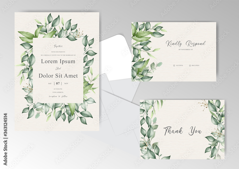 Elegant Foliage Wedding Invitation Card Template