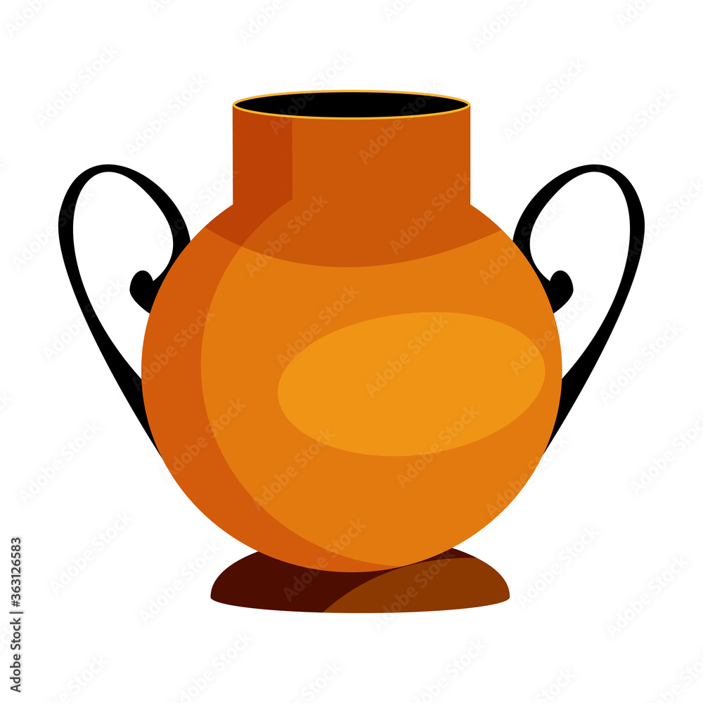 Ancient clay pot with two handles flat icon. Antiquity, earthenware, vessel pot. Greek vases concept. illustration can be used for topics like ancient history, dishware, archaeology