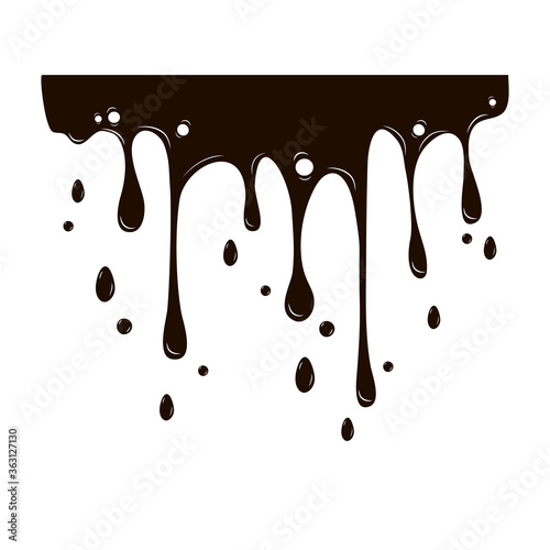 Black spreading paint on a white background. Vector illustration