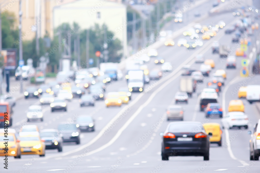 Obraz premium day traffic traffic jam in the city on the highway cars / transport concept, city traffic metropolis view landscape