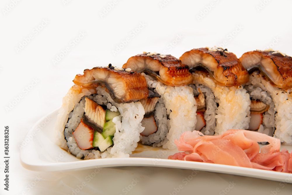 Grilled Unagi maki in Assorted of japanese roll norimki Grilled Unagi maki in Assorted of japanese roll norimki