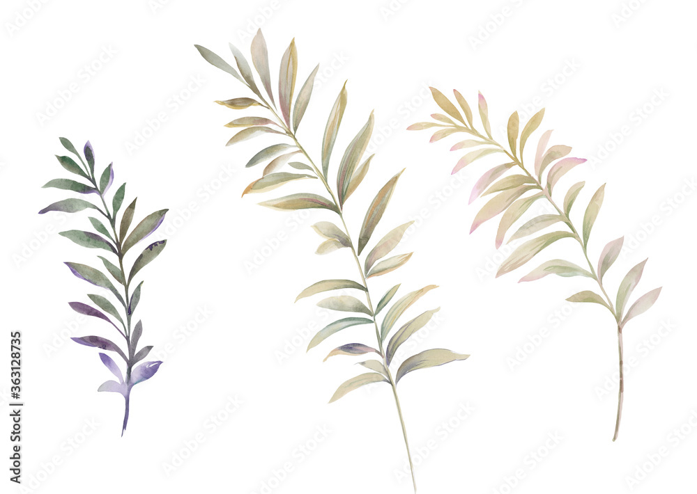 Naklejka premium Watercolor illustration of leaves.Manual composition.Design for cover, fabric, textile, wrapping paper .