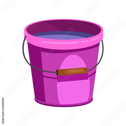 Purple plastic bucket illustration.Basket, home, cleaning. Houseware concept. illustration can be used for topics like home, cleaning, houseware