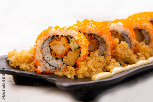 Japanese colorful Tempura roll on plate