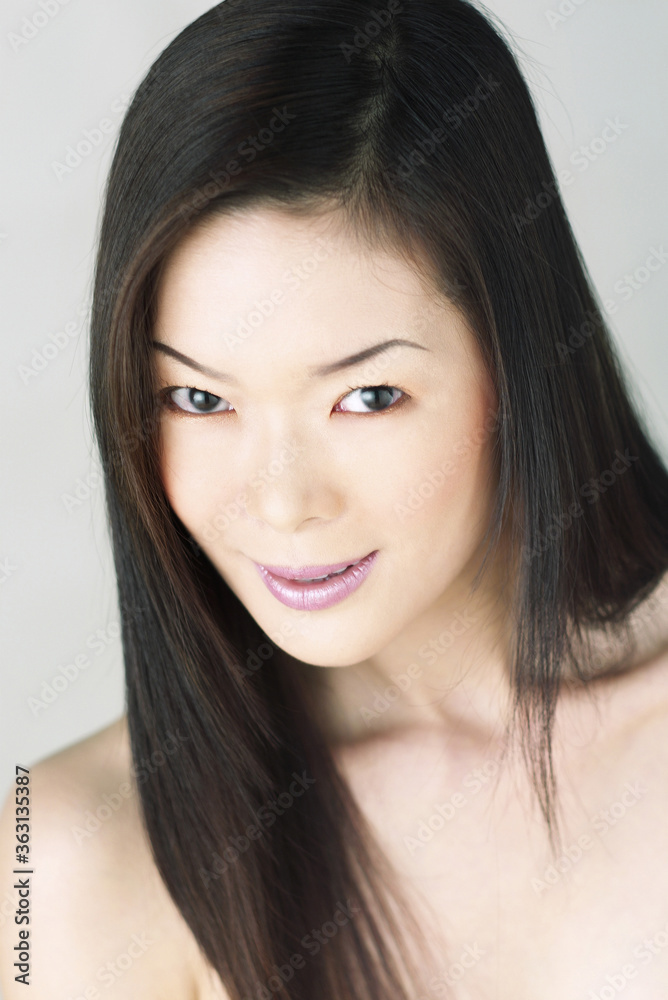 Studio shot of a lady with long hair Studio shot of a lady with long hair