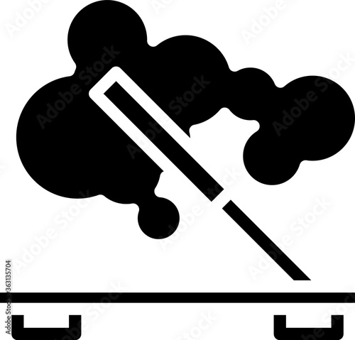 Black Scented spa stick on a wooden stand icon isolated on white background. Incense stick. Cosmetic procedure aromatherapy. Vector.