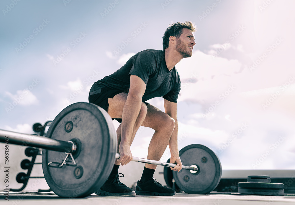Gym fitness weightlifting deadlift man bodybuilding powerlifting