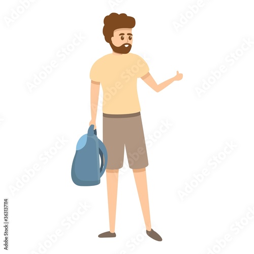 Hitchhiking icon. Cartoon of hitchhiking vector icon for web design isolated on white background