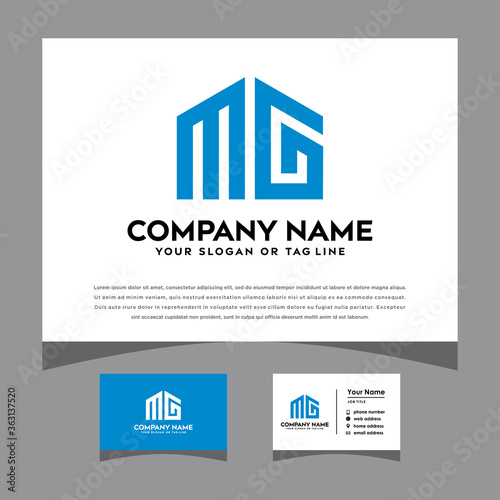 initials MG logo with a business card vector