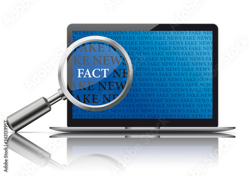 Fake News Fact Notebook Loupe Mockup Mirror
