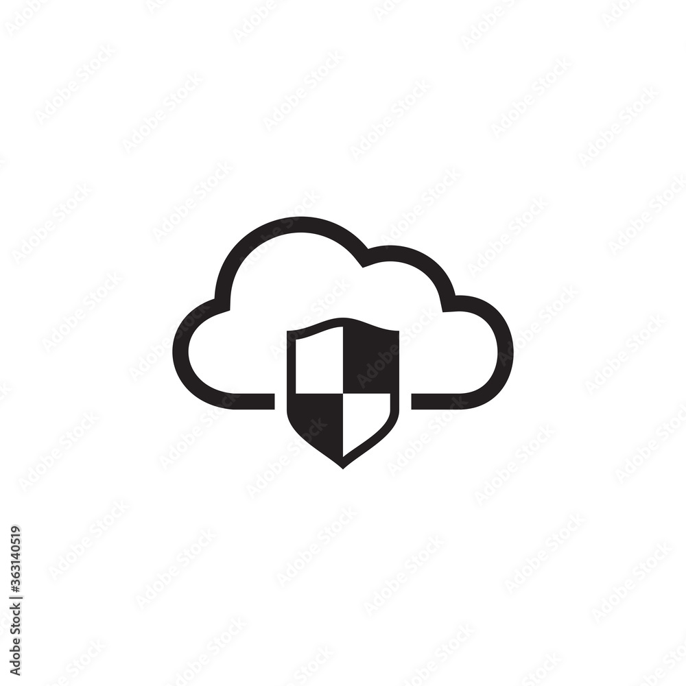 cloud shield icon , cloud secure icon , cloud data and service icon