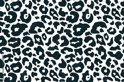 Trendy leopard pattern background. Hand drawn fashionable wild animal cheetah skin black white texture for fashion print design, cover, banner, wallpaper. Vector illustration