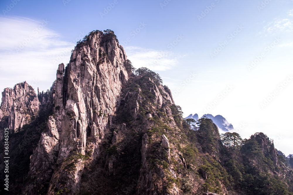 Wonderful and curious sea of clouds and beautiful Huangshan mountain landscape in China. Wonderful and curious sea of clouds and beautiful Huangshan mountain landscape in China.