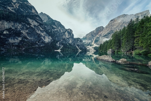 Fototapeta Naklejka Na Ścianę i Meble -  Lago di Braies - Pragser Wildsee, South Tyrol, Italy