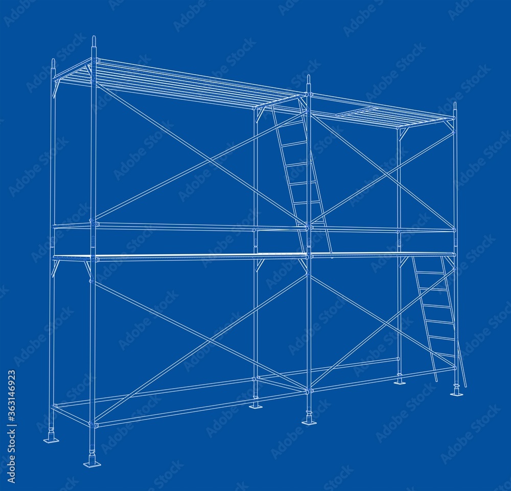 3D outline scaffold. 3D illustration