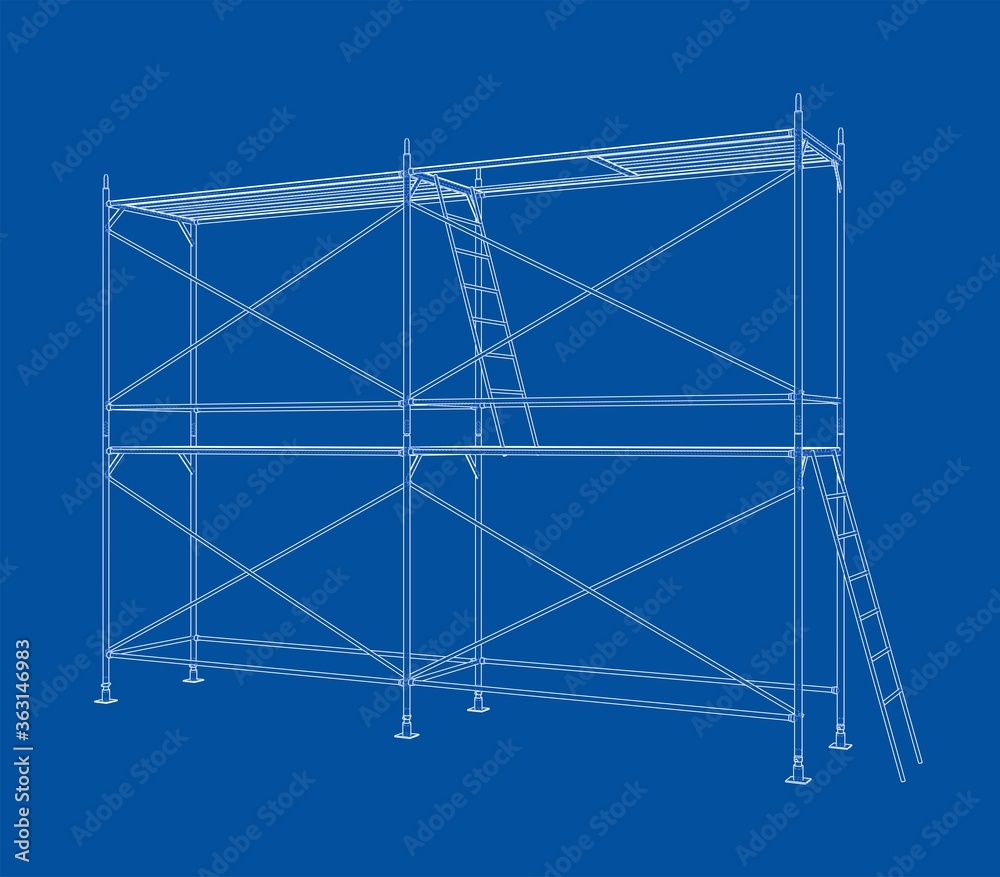 3D outline scaffold. 3D illustration