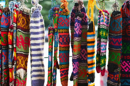 Tbilisi / Georgia - 20 July 2014: The knitted socks inopen air market