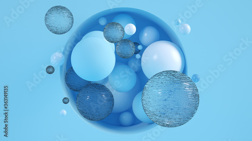 Minimal abstract illustration blue spheres