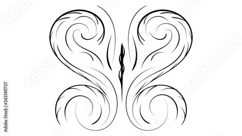 Butterfly made of beautiful lines in black with a white background