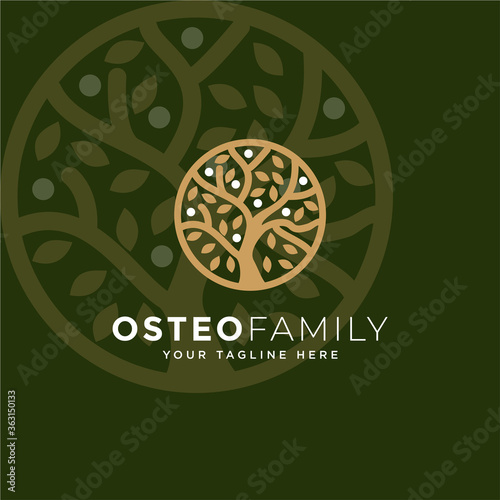 osteofamily logo, creative tree family vector
