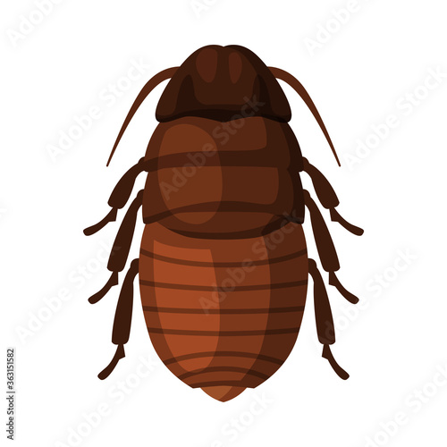 Black Cockroach Insect, Pest Control and Extermination Concept Vector Illustration on White Background