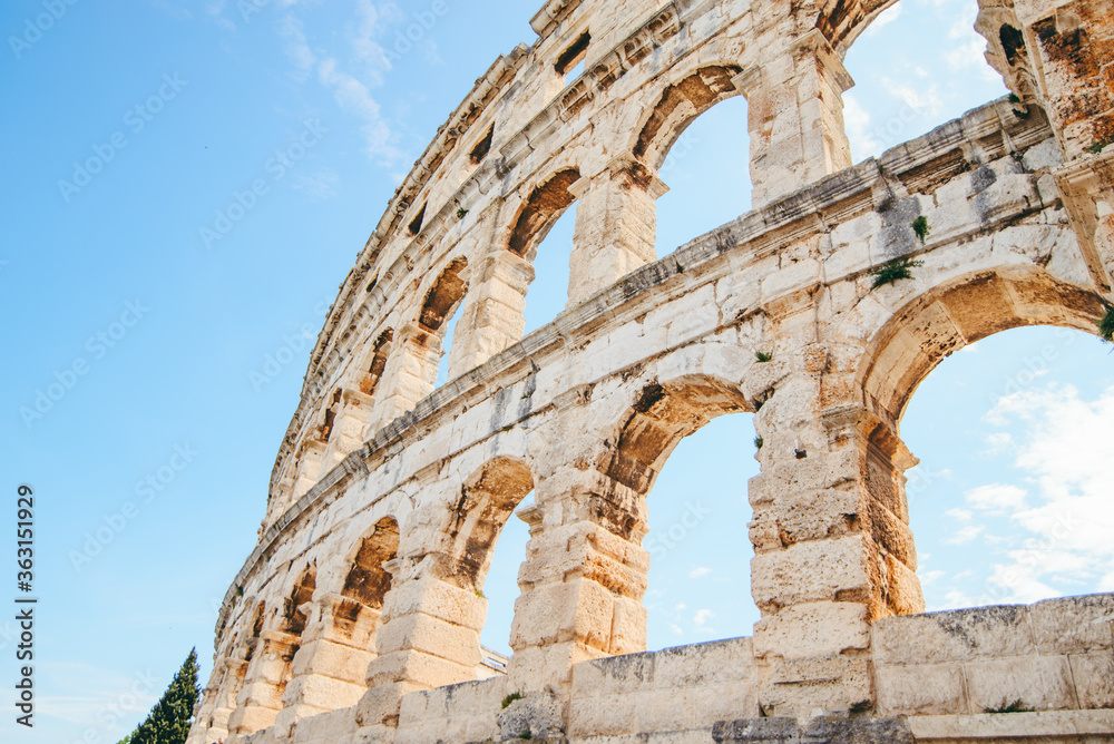 view of coliseum in Pula, Croatia