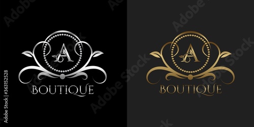 Luxury Logo Letter A Template Vector Circle for Restaurant, Royalty, Boutique, Cafe, Hotel, Heraldic, Jewelry, Fashion
