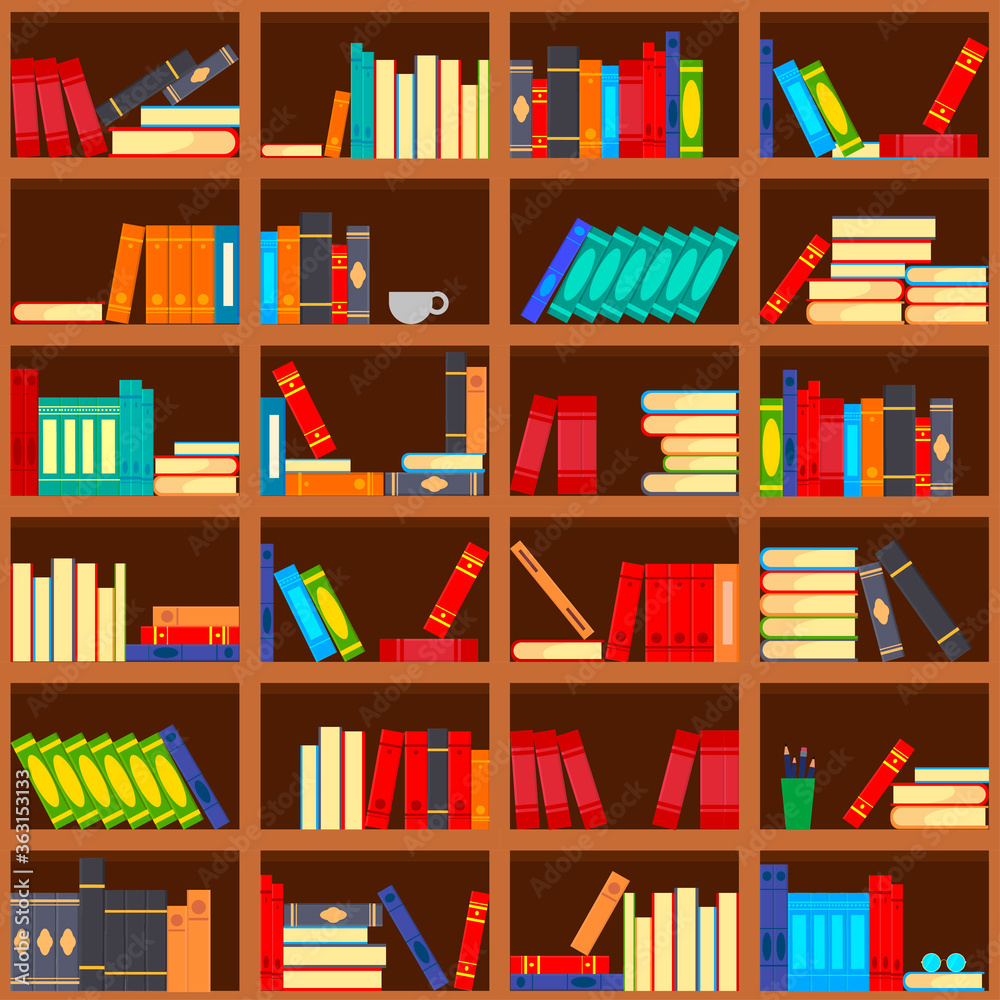 Books on shelves, seamless pattern. Books on shelves, seamless pattern.