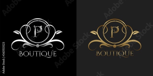 Luxury Logo Letter P Template Vector Circle for Restaurant, Royalty, Boutique, Cafe, Hotel, Heraldic, Jewelry, Fashion