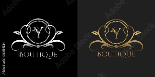 Luxury Logo Letter Y Template Vector Circle for Restaurant, Royalty, Boutique, Cafe, Hotel, Heraldic, Jewelry, Fashion