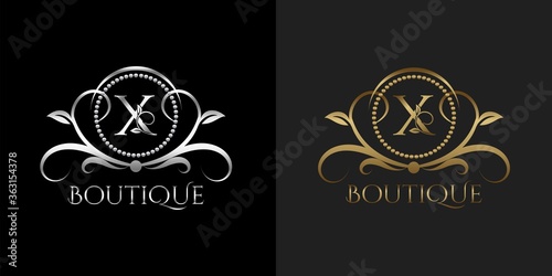 Luxury Logo Letter X Template Vector Circle for Restaurant, Royalty, Boutique, Cafe, Hotel, Heraldic, Jewelry, Fashion