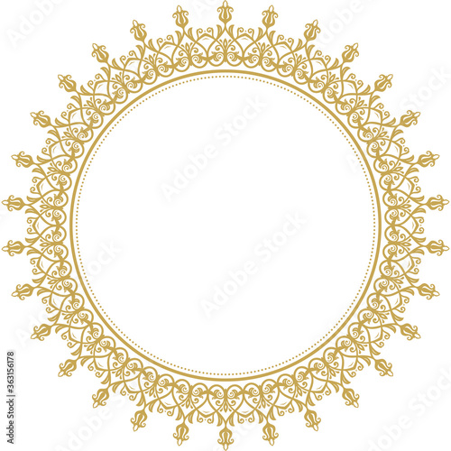 Elegant vintage vector ornament in classic style. Abstract traditional round golden pattern with oriental elements. Classic vintage pattern