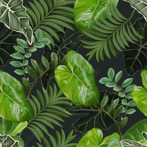 Tropical leaves seamless pattern -vector