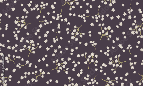 Seamless folk pattern in small wild flowers. Country style millefleurs. Floral meadow background for textile, wallpaper, pattern fills, covers, surface, print, gift wrap, scrapbooking, decoupage.