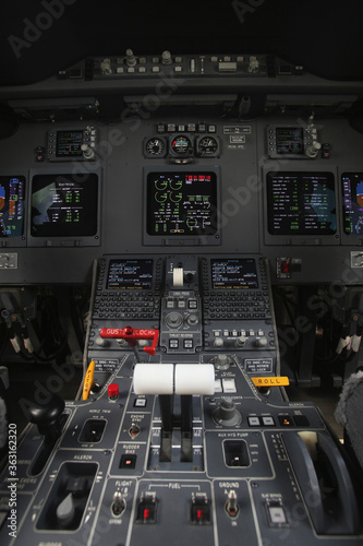 Cockpit of a private airplane