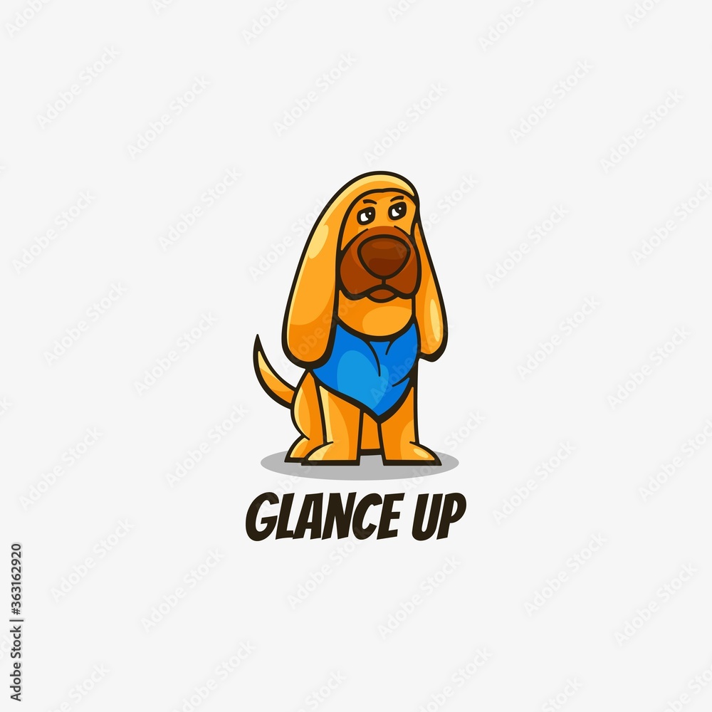 Obraz premium Vector Logo Illustration Glance Up Simple Mascot Style.
